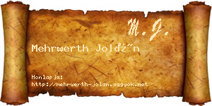 Mehrwerth Jolán névjegykártya